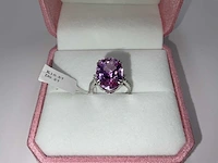 14 karaat witgouden ring met 10,57 crt. purplish pink diamant - afbeelding 6 van  13