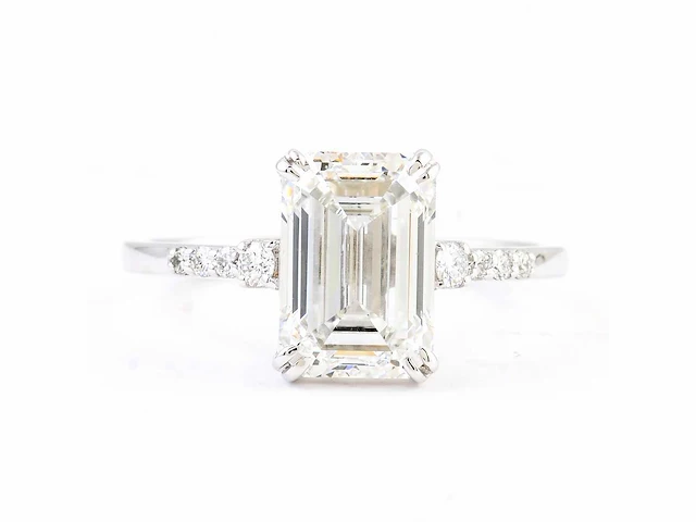 14 karaat witgouden ring met 3,06 crt. diamant. - afbeelding 1 van  6