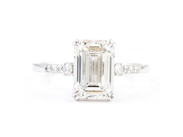 14 karaat witgouden ring met 3,06 crt. diamant. - afbeelding 1 van  6