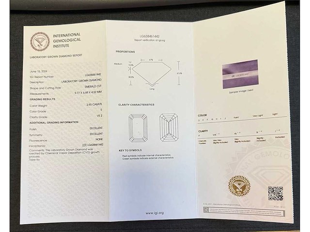 14 karaat witgouden ring met 3,06 crt. diamant. - afbeelding 6 van  6