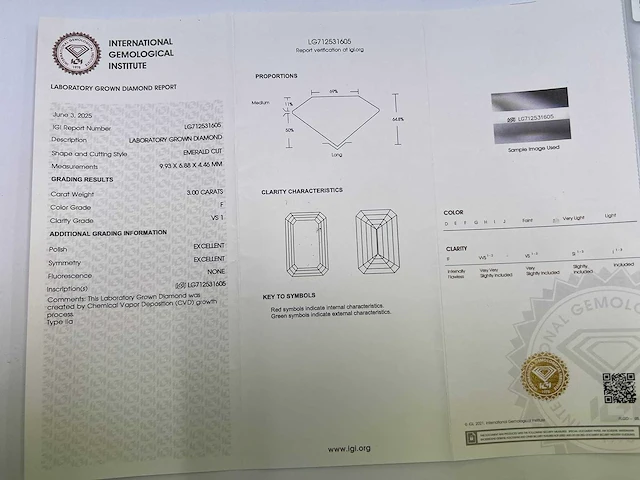 14 karaat witgouden ring met 3,20 crt. diamant - afbeelding 2 van  6