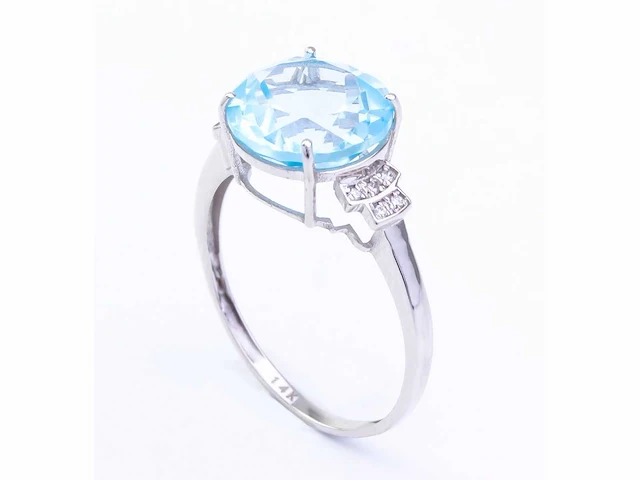 14 karaat witgouden ring met 3,30 crt. topaas diamant. - afbeelding 2 van  5