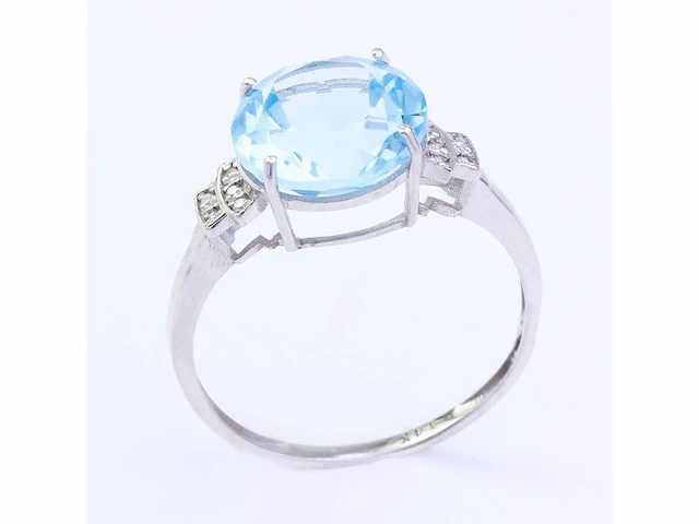 14 karaat witgouden ring met 3,30 crt. topaas diamant. - afbeelding 3 van  5
