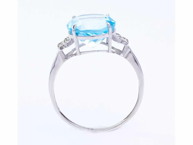 14 karaat witgouden ring met 3,30 crt. topaas diamant. - afbeelding 4 van  5
