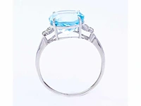 14 karaat witgouden ring met 3,30 crt. topaas diamant. - afbeelding 4 van  5
