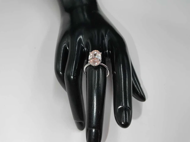 14 karaat witgouden ring met 4,10 crt. diamant. - afbeelding 11 van  13