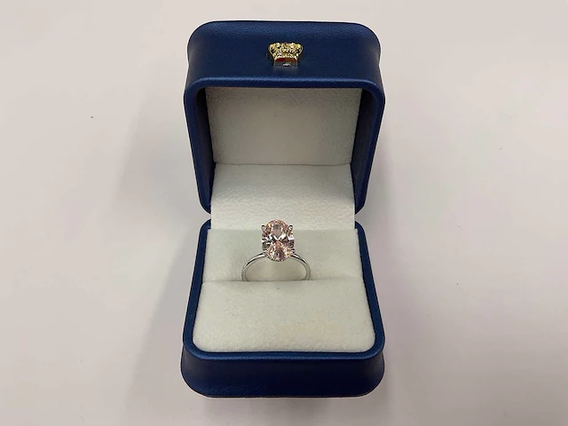 14 karaat witgouden ring met 4,10 crt. diamant. - afbeelding 3 van  13