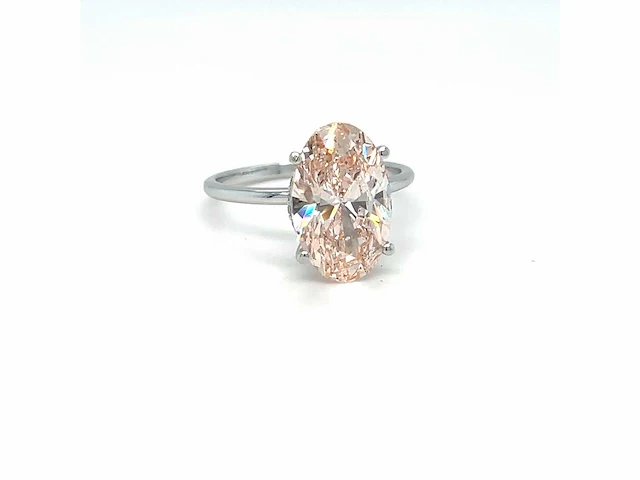 14 karaat witgouden ring met 4,10 crt. diamant. - afbeelding 5 van  13