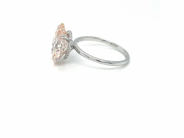 14 karaat witgouden ring met 4,10 crt. diamant. - afbeelding 6 van  13