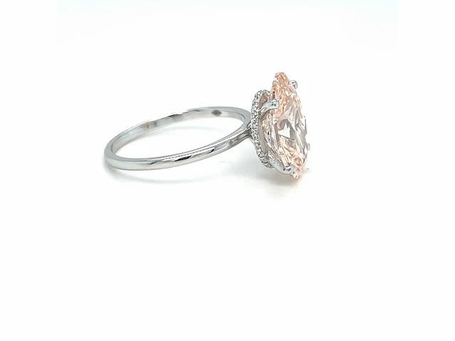 14 karaat witgouden ring met 4,10 crt. diamant. - afbeelding 7 van  13
