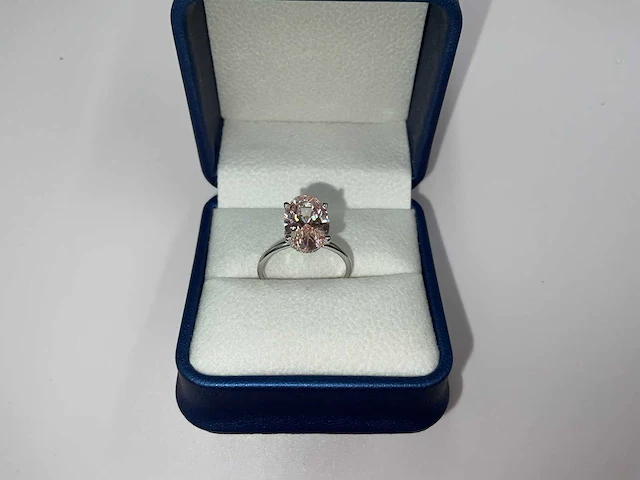 14 karaat witgouden ring met 4,10 crt. diamant. - afbeelding 9 van  13