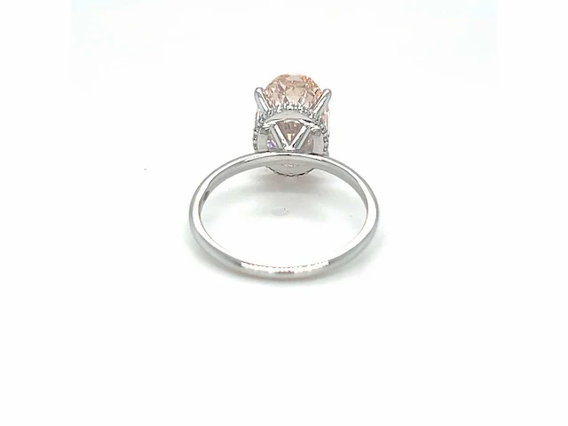14 karaat witgouden ring met 4,10 crt. diamant. - afbeelding 10 van  13