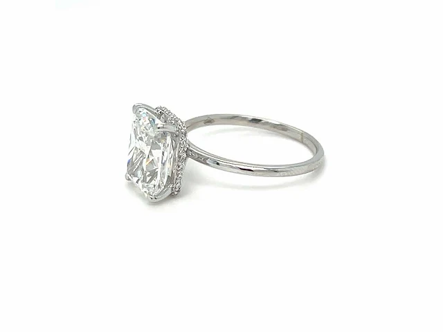 14 karaat witgouden ring met 4,14 crt. diamant - afbeelding 1 van  10