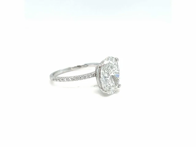 14 karaat witgouden ring met 4,19 crt. diamant - afbeelding 3 van  14