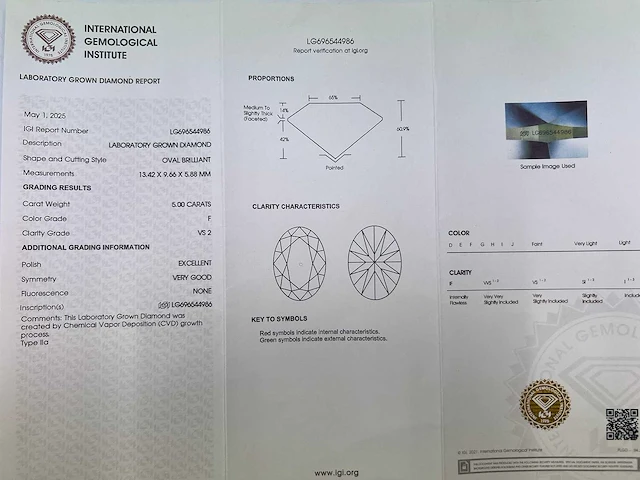 14 karaat witgouden ring met 5,15 crt. diamant - afbeelding 2 van  5