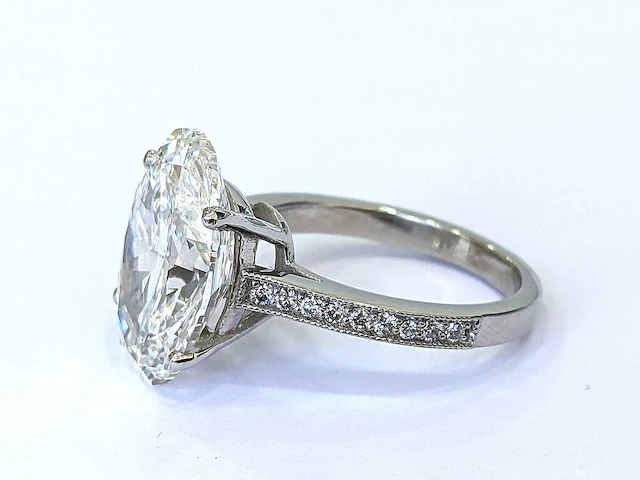 14 karaat witgouden ring met 5,22 crt. diamant - afbeelding 4 van  7