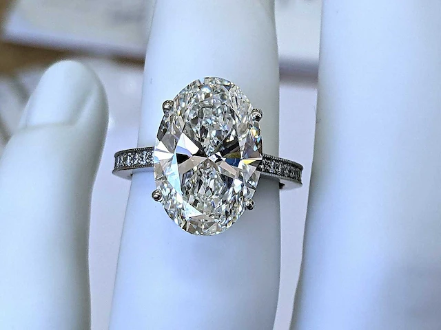 14 karaat witgouden ring met 5,22 crt. diamant - afbeelding 6 van  7