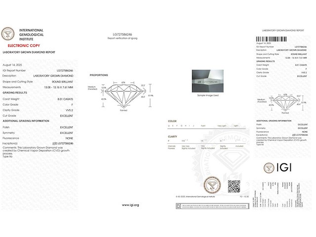 14 karaat witgouden ring met 8,01 crt. diamant - afbeelding 2 van  7