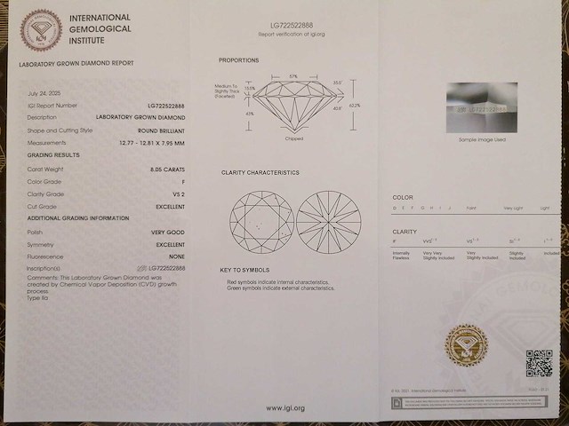 14 karaat witgouden ring met 8,05 crt. diamant - afbeelding 3 van  10