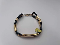 14 karaats geelgouden armband met rubber - afbeelding 2 van  2