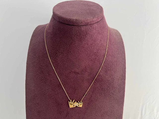 14 karaats geelgouden collier met hanger met zirkonia - afbeelding 1 van  2