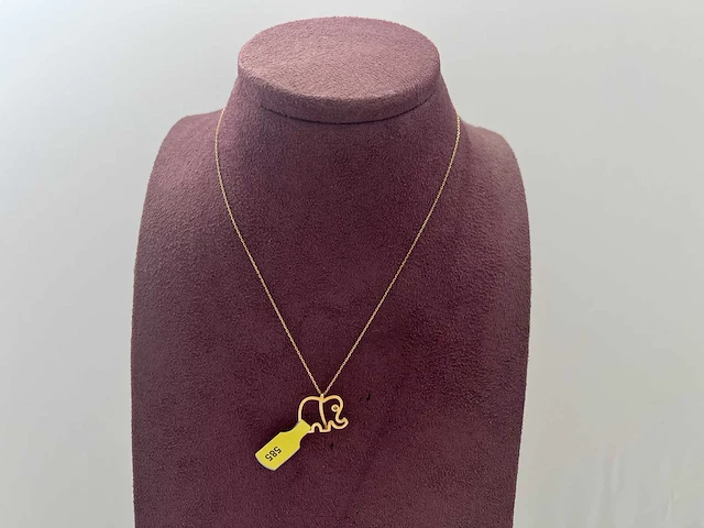 14 karaats geelgouden collier met hanger met zirkonia - afbeelding 1 van  2