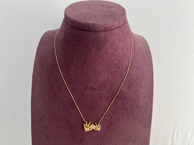 14 karaats geelgouden collier met hanger met zirkonia - afbeelding 1 van  2