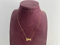 14 karaats geelgouden collier met hanger met zirkonia