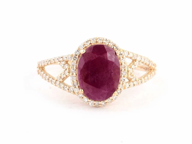 14 karaats geelgouden ring met 2,77 crt. diamant - afbeelding 1 van  5