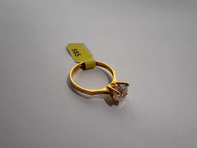 14 karaats geelgouden ring met zirkonia - afbeelding 4 van  4