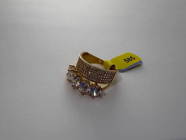 14 karaats geelgouden ring met zirkonia - afbeelding 1 van  3