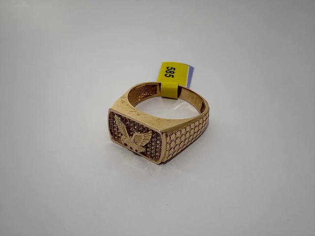 14 karaats geelgouden ring met zirkonia - afbeelding 1 van  2