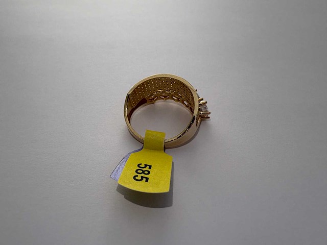 14 karaats geelgouden ring met zirkonia - afbeelding 2 van  3