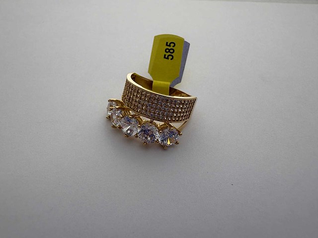 14 karaats geelgouden ring met zirkonia - afbeelding 3 van  3