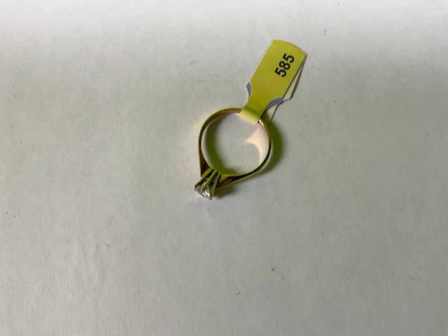 14 karaats geelgouden solitair ring - afbeelding 2 van  3