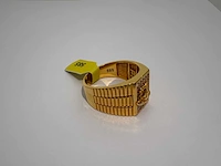 14 karaats geelgouden zegelring met zirkonia - afbeelding 2 van  3