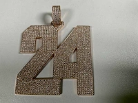 14 karaats roodgouden hanger met pave bezet met diamant - afbeelding 2 van  6