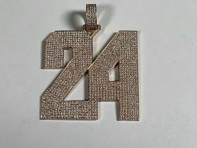 14 karaats roodgouden hanger met pave bezet met diamant - afbeelding 3 van  6