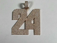 14 karaats roodgouden hanger met pave bezet met diamant - afbeelding 3 van  6