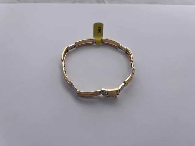 14 karaats wit- en geelgouden armband - afbeelding 1 van  4