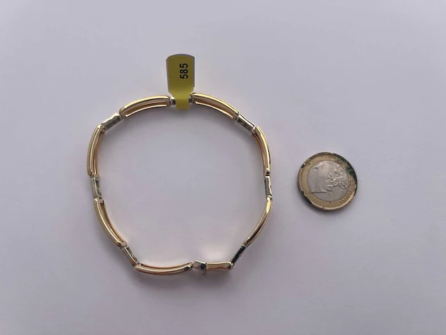 14 karaats wit- en geelgouden armband - afbeelding 3 van  4