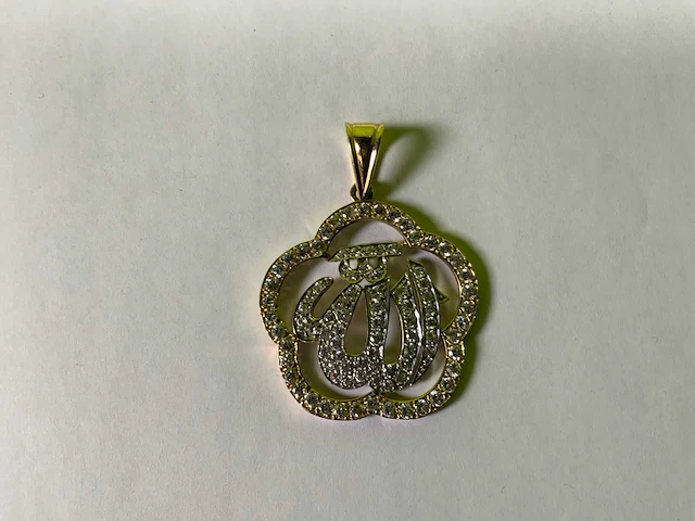 14 karaats wit en geelgouden hanger - afbeelding 2 van  4