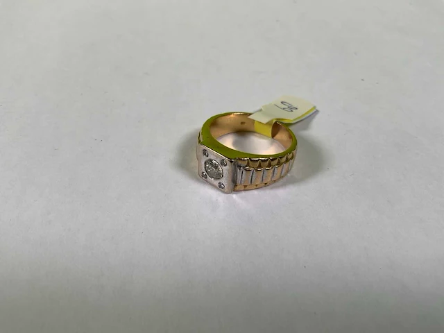 14 karaats wit en geelgouden ring - afbeelding 1 van  4