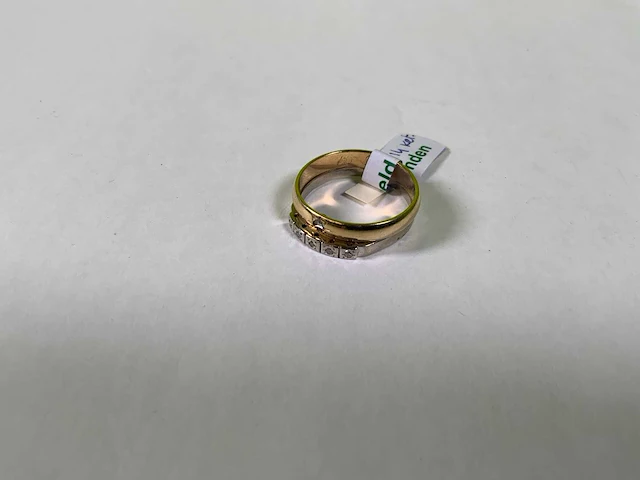 14 karaats wit en geelgouden ring - afbeelding 1 van  4
