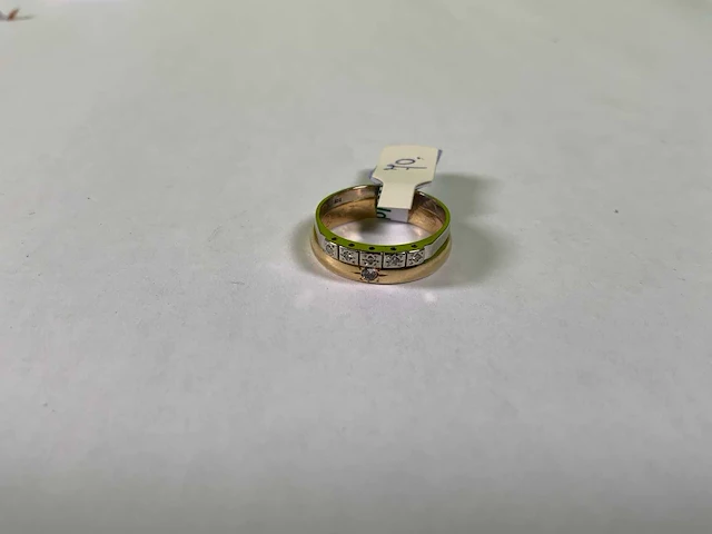 14 karaats wit en geelgouden ring - afbeelding 2 van  4