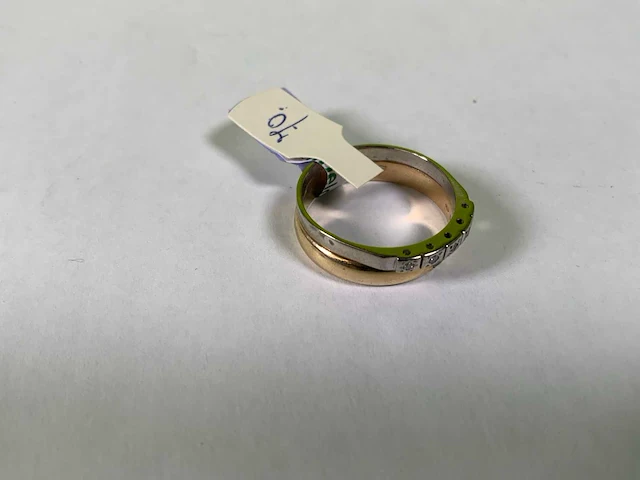 14 karaats wit en geelgouden ring - afbeelding 3 van  4