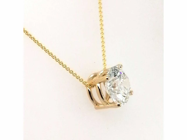14 krt. geel gouden ketting met hanger met diamant 3,00 crt. - afbeelding 1 van  7