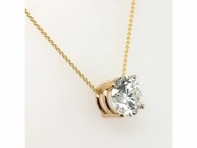 14 krt. geel gouden ketting met hanger met diamant 3,00 crt. - afbeelding 3 van  7