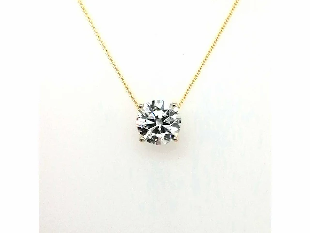 14 krt. geel gouden ketting met hanger met diamant 3,00 crt. - afbeelding 5 van  7