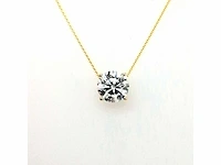 14 krt. geel gouden ketting met hanger met diamant 3,00 crt. - afbeelding 5 van  7